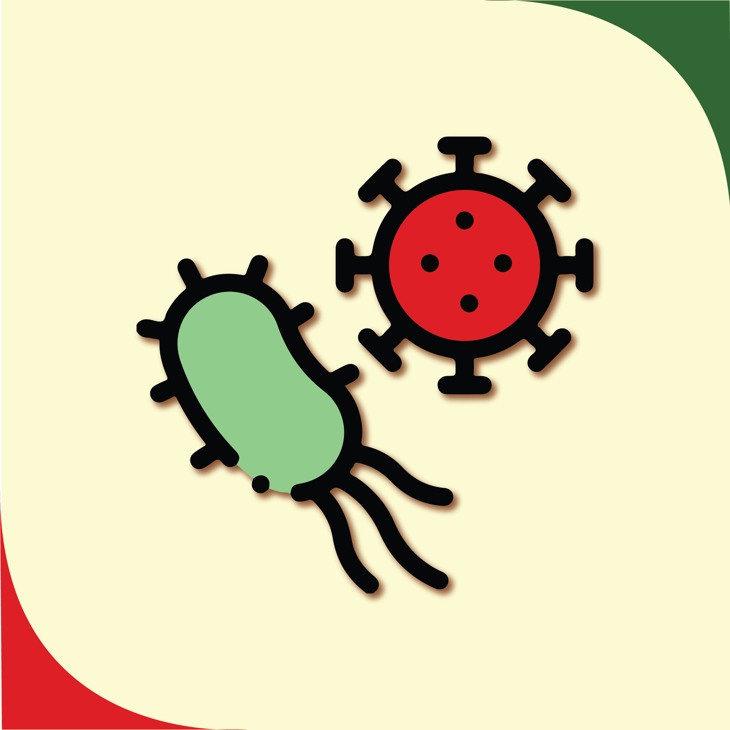 hình minh họa nấm khuẩn và thuốc trị khuẩn. hình được vẽ bởi họa sĩ của quốc việt agri