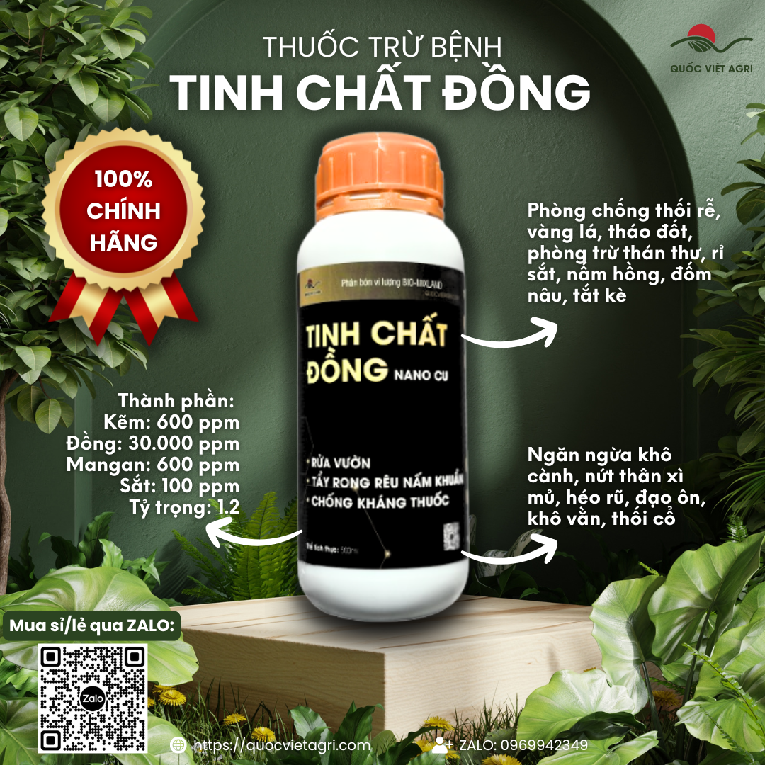 Chai Tinh Chất Đồng Nano Cu dung tích 500ml, làm nổi bật công nghệ Nano hiện đại.