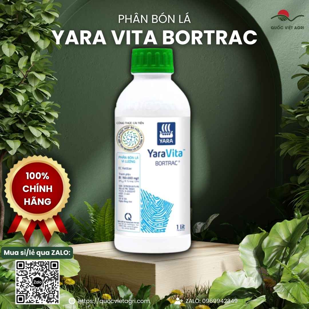 Chai phân bón lá vi lượng YaraVita Bortrac dung tích 1 lít, thành phần Bo 150.000 mg/l.