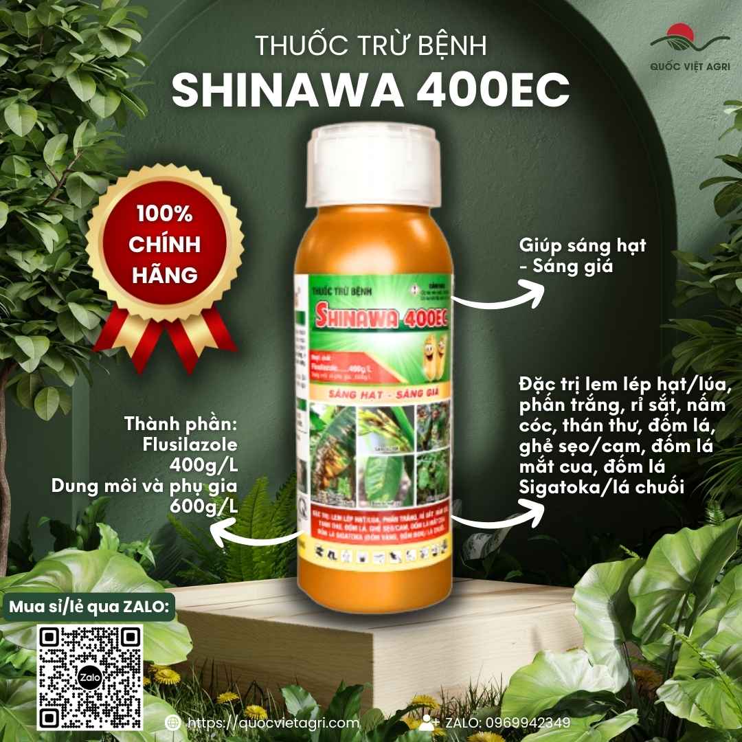 Chai thuốc trừ bệnh Shinawa 400EC hoạt chất Flusilazole 400 g/L với khẩu hiệu Sáng hạt - Sáng giá.
