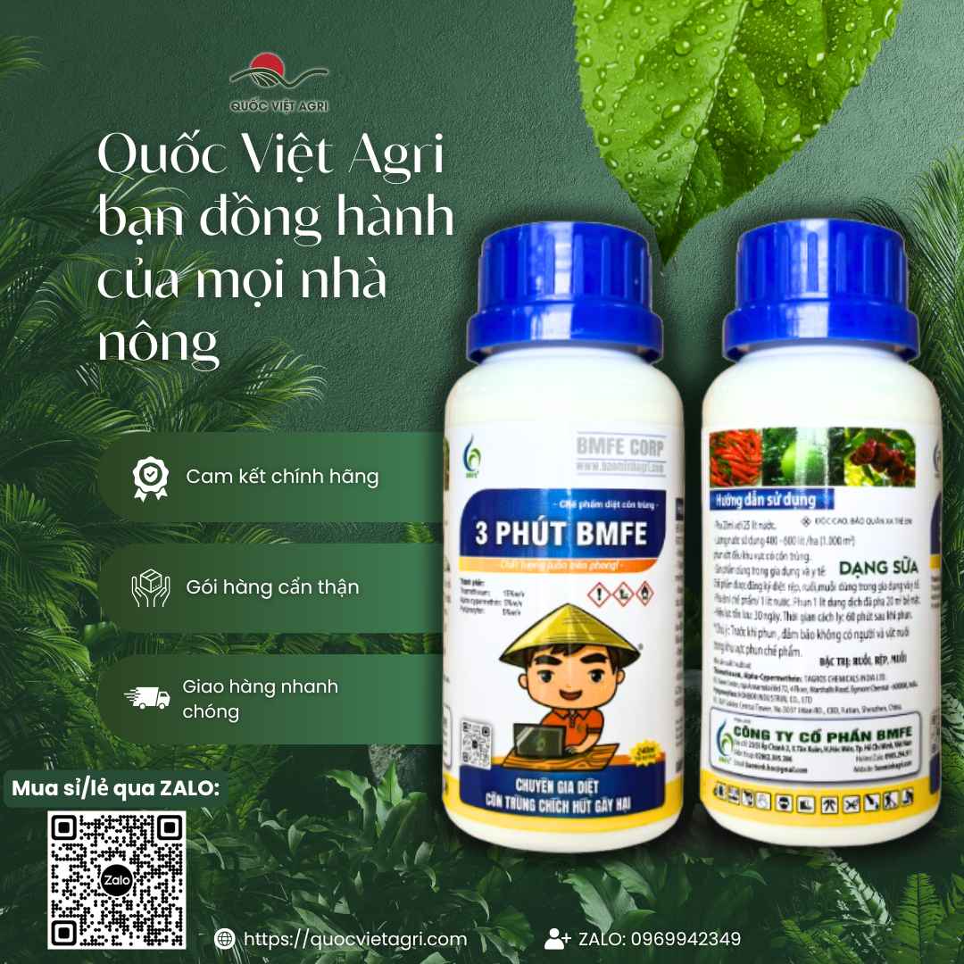 Thuốc Diệt Côn Trùng 3 PHÚT BMFE (Chai 240ml) - Diệt Ruồi, Muỗi, Rệp, Sâu Rầy - Quốc Việt Agri