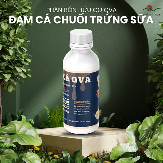Chai phân bón đạm cá thủ công QVA 500ml - Dinh dưỡng hữu cơ từ 100% cá tươi, Quốc Việt Agri.