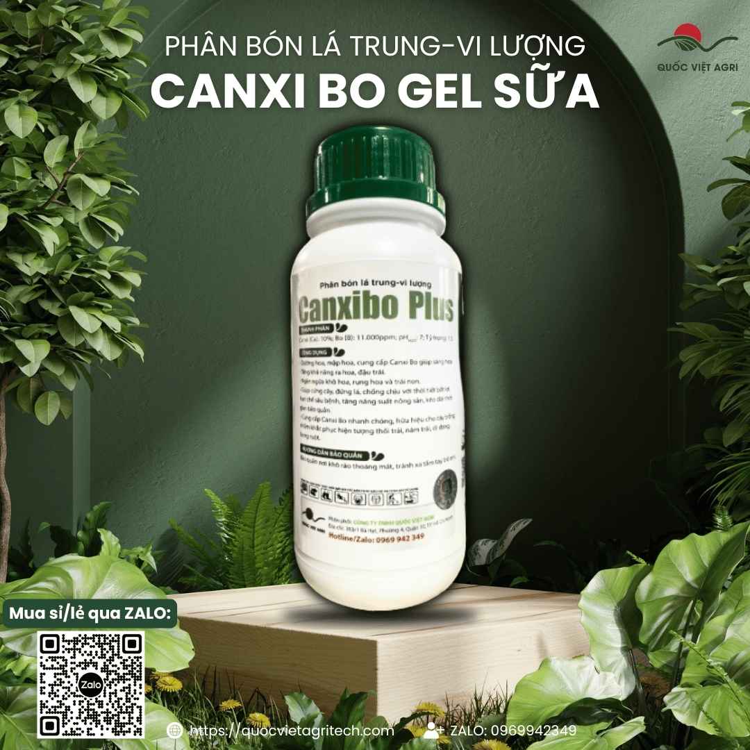 Mặt sau chai phân bón lá Canxi Bo Gel Sữa 500ml với thông tin thành phần Canxi, Bo và hướng dẫn sử dụng chi tiết.