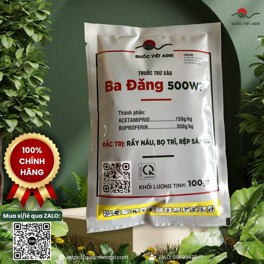 Ảnh thực tế mặt trước gói thuốc trừ sâu QVA BA ĐĂNG 500WP 100g