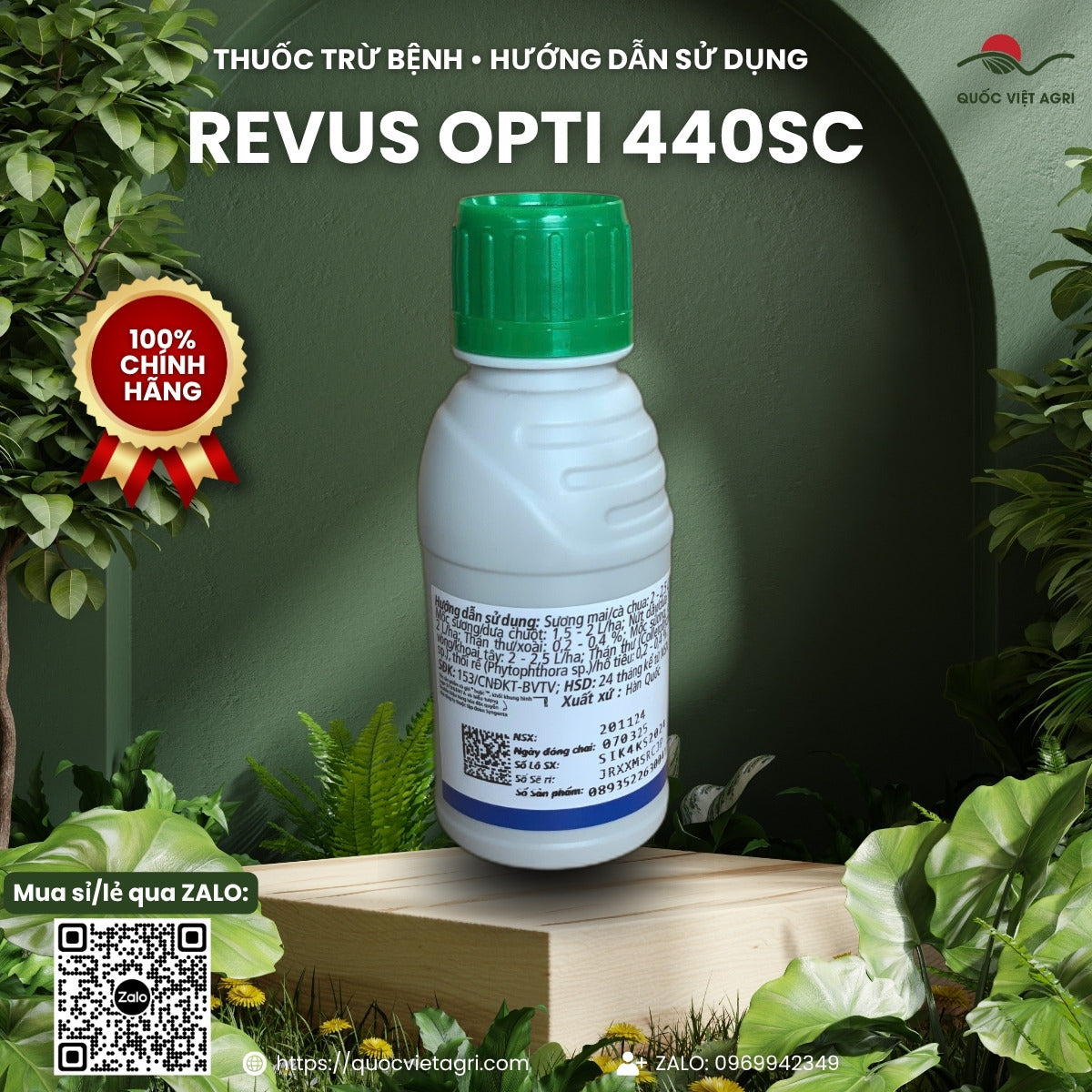 Hướng dẫn sử dụng Revus Opti 440SC – liều cho sương mai cà chua, mốc sương dưa chuột, thán thư xoài, số đăng ký 153/CNĐKT-BVTV, sản phẩm chính hãng của Quốc Việt Agri