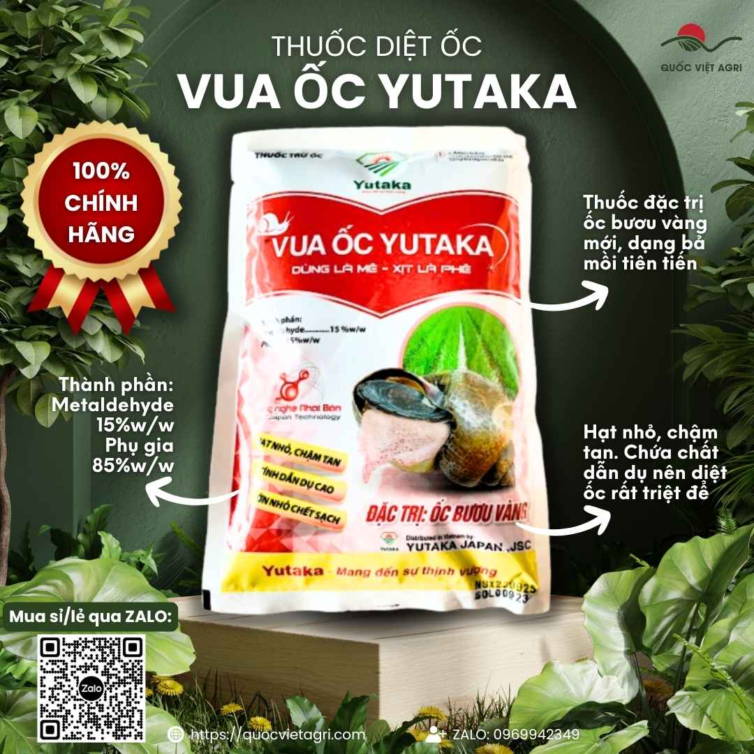 Mặt trước gói thuốc trừ ốc Pilot 15AB (Vua Ốc Yutaka) 800g, bả mồi đặc trị ốc bươu vàng, an toàn cho cá.