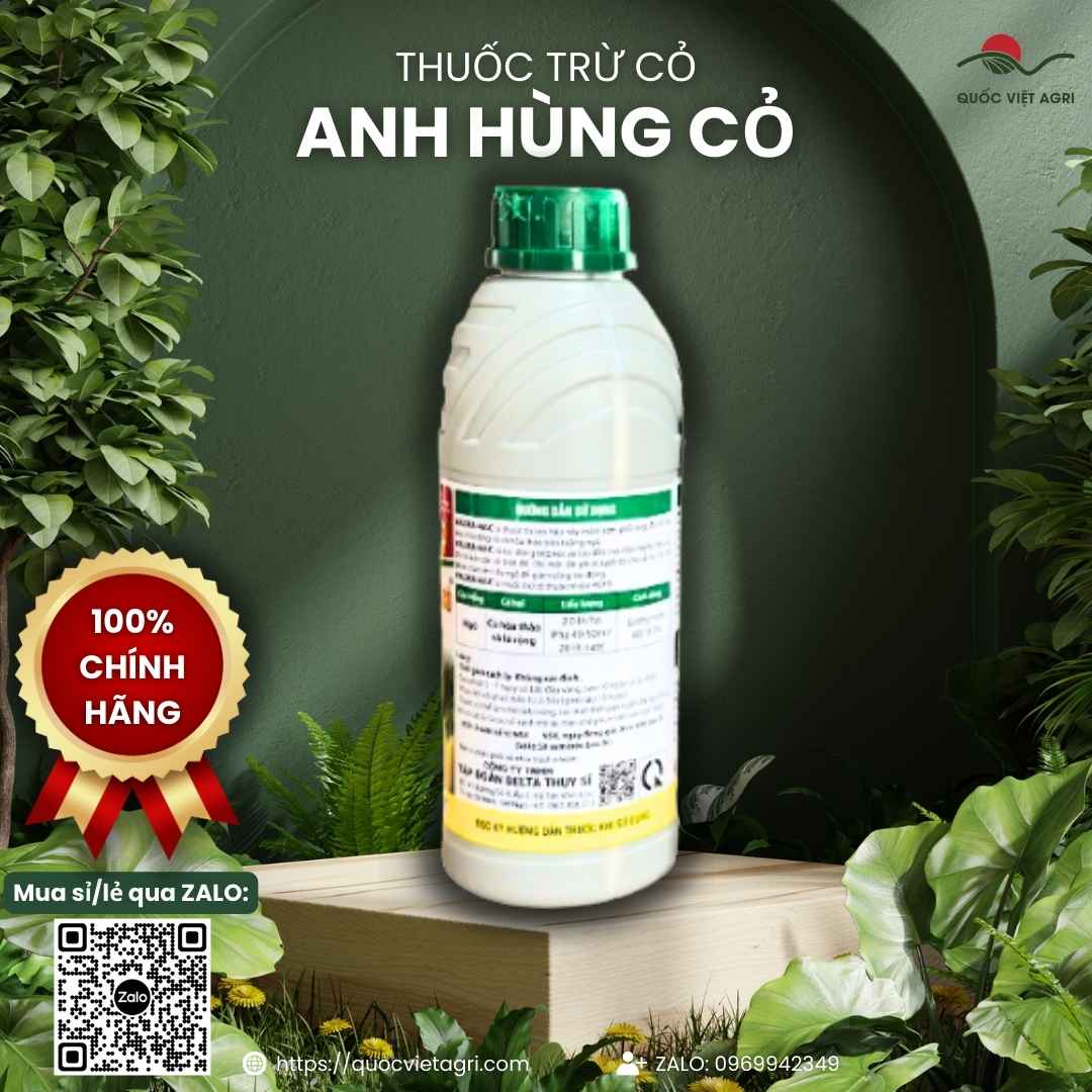 Mặt sau chai thuốc trừ cỏ Misung 45SC 800ml, chuyên dùng để diệt cỏ phun trùm cho bắp, mía, sản phẩm chính hãng Quốc Việt Agri.