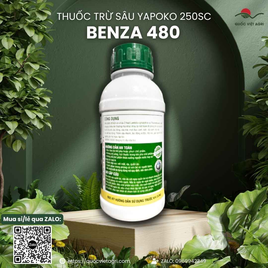 Mặt sau chai thuốc trừ sâu Yapoko 250SC 450ml, chuyên dùng để đặc trị rầy, rệp, bọ trĩ, sản phẩm chính hãng của Quốc Việt Agri.