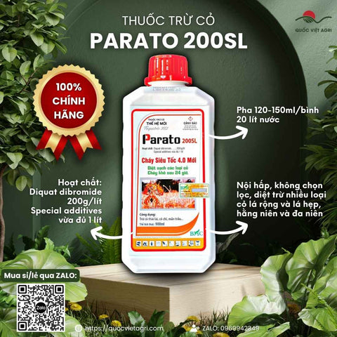 Thuốc Trừ Cỏ Cháy Parato 200SL (Diquat 200g/L): Diệt Cỏ Nhanh 24 Giờ, Thay Thế Paraquat