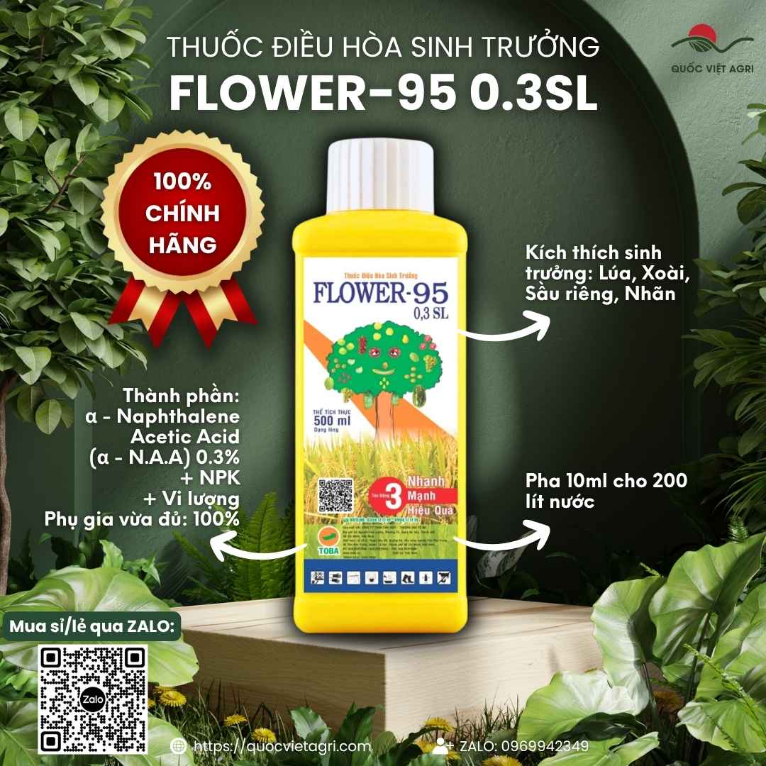 Thuốc điều hòa sinh trưởng Flower F95 chứa NAA 0.3% — kích rễ, tăng đậu trái