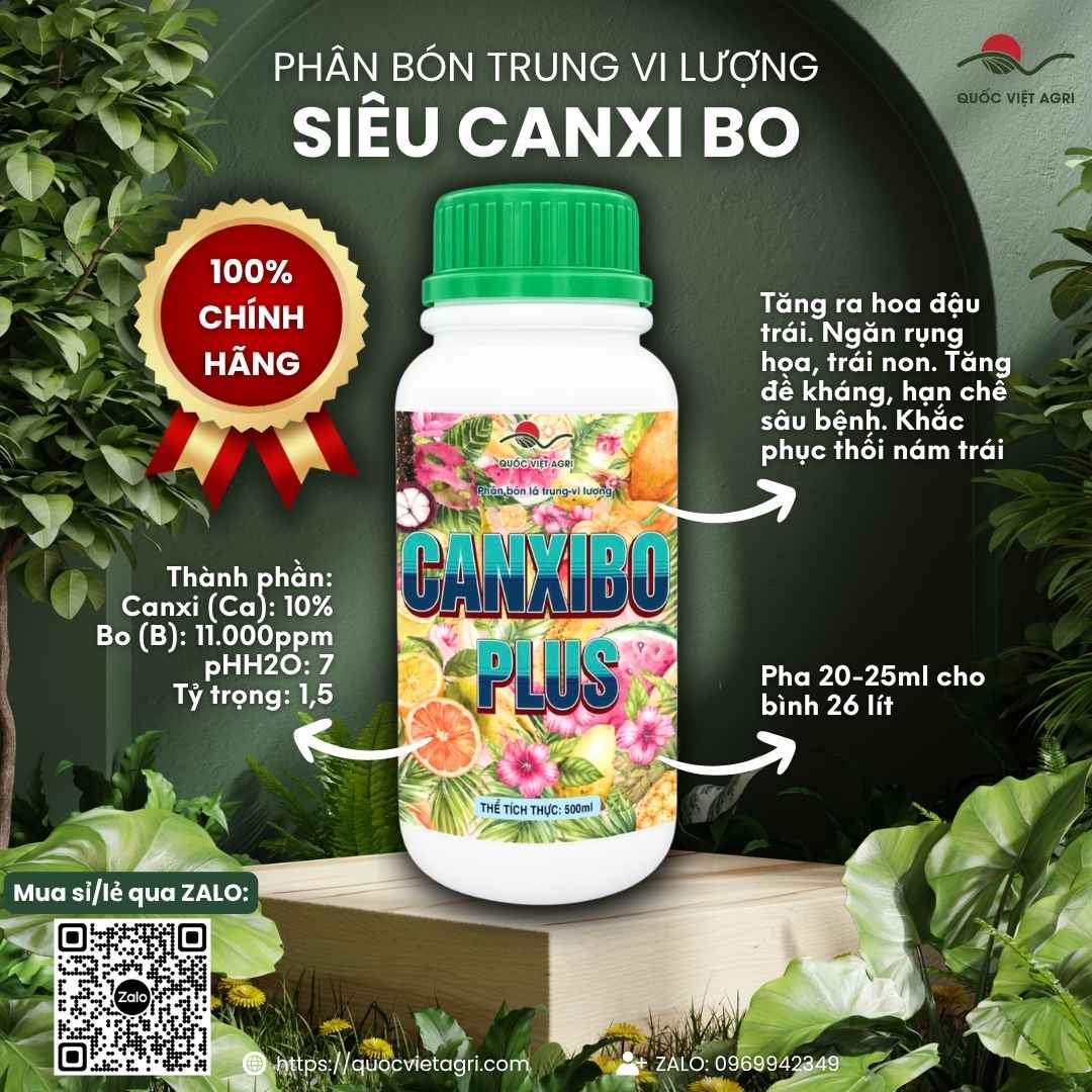 Canxi Bo Gel Sữa (500ml) Quốc Việt Agri — phân bón lá trung vi lượng chống rụng bông, nứt trái, tăng đậu trái