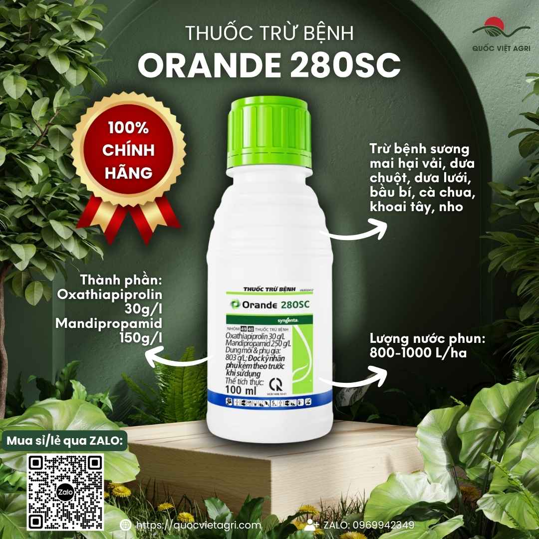 Thuốc trừ bệnh Orande 280SC (Syngenta) — Oxathiapiprolin + Mandipropamid, đặc trị sương mai, mốc sương kháng thuốc