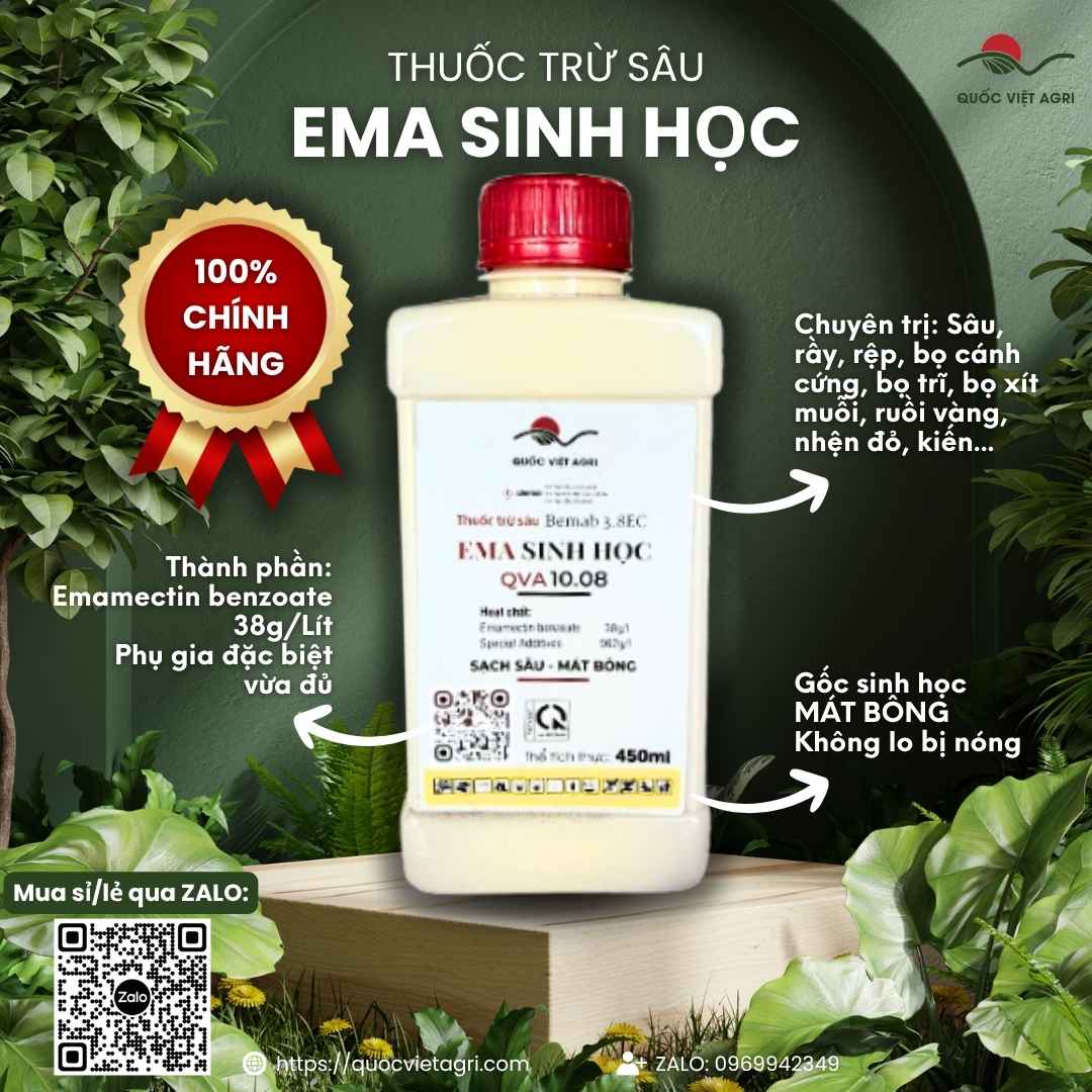 Thuốc trừ sâu Ema Sinh Học (Emamectin benzoate) chai 450ml - Quốc Việt Agri