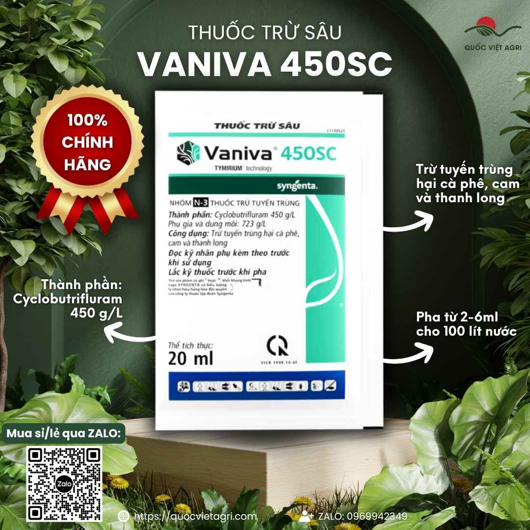 Thuốc trừ tuyến trùng Vaniva 450SC (Cyclobutrifluram) gói 20ml, Syngenta — Quốc Việt Agri