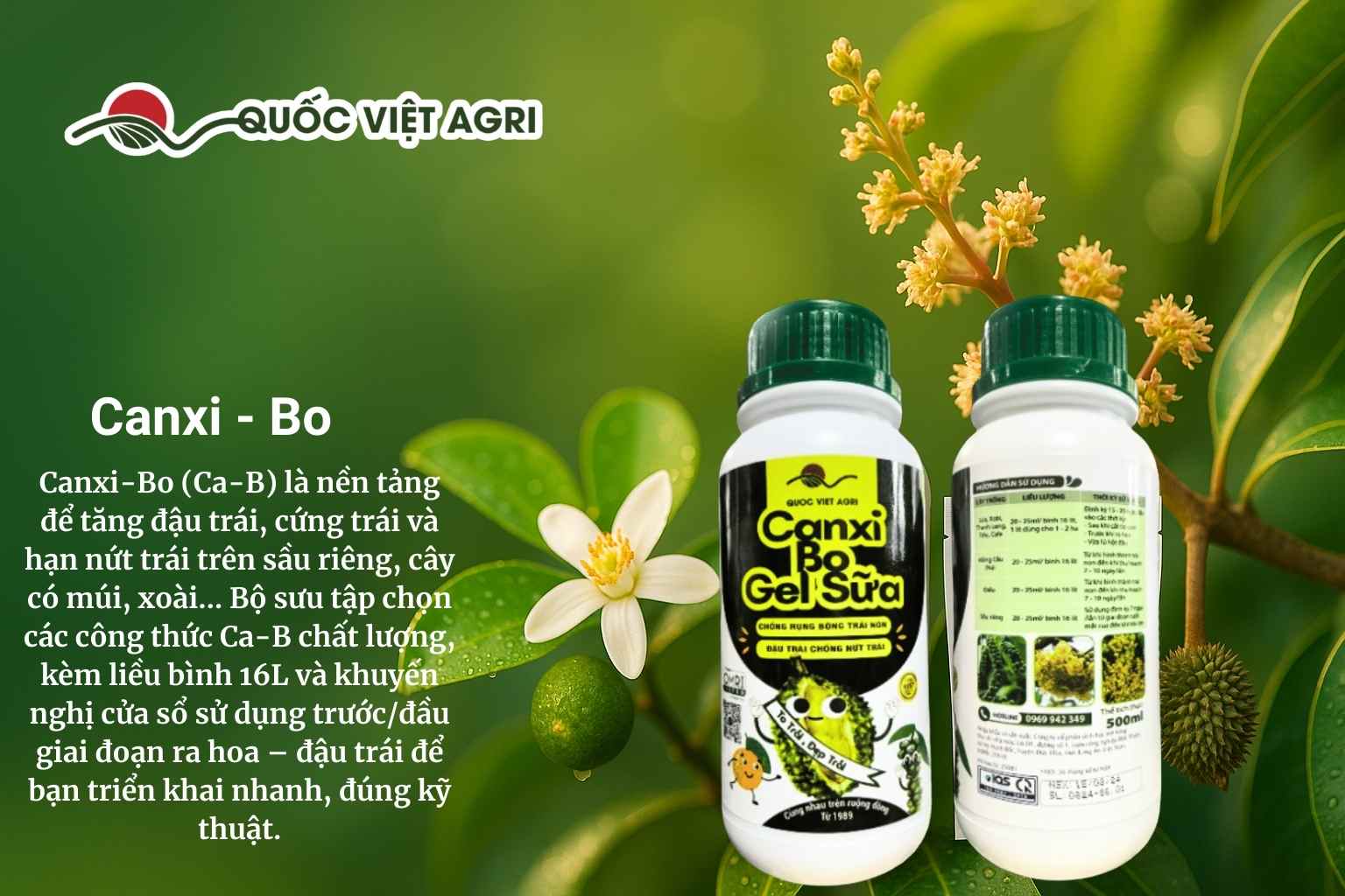 Hero Canxi-Bo (Ca-B) – hoa xoài/hoa cam quýt và bao bì sản phẩm trên nền xanh