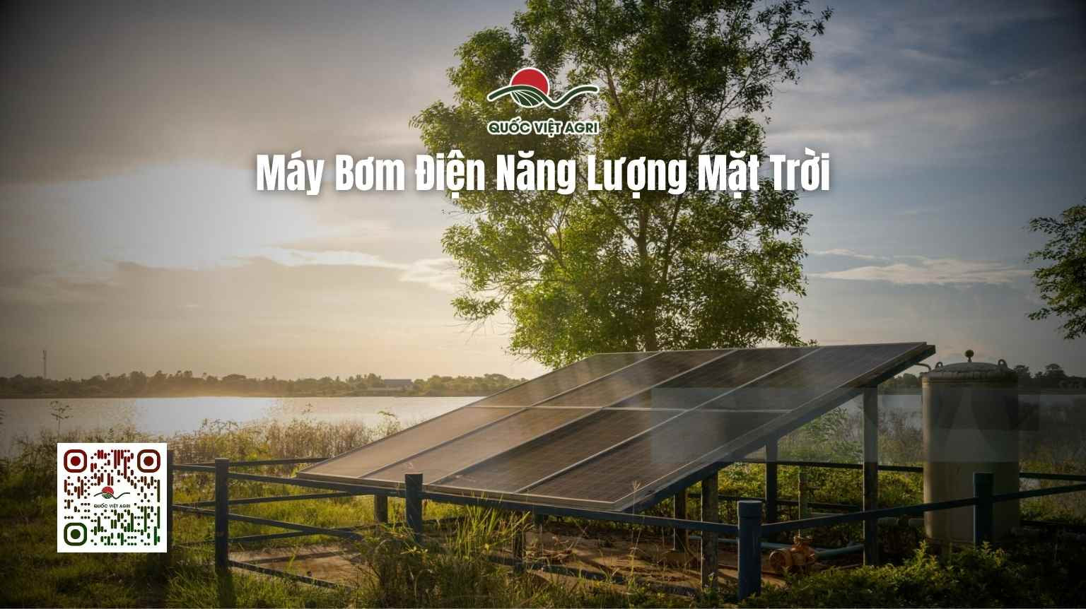 hình ảnh máy bơm điện năng lượng mặt trời trên nông trại được lắp ráp của quốc việt agri