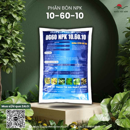 Mặt sau gói Phân Bón Siêu Tạo Mầm 10-60-10 1kg với thông tin thành phần Lân cao, Axit Amin và hướng dẫn tạo mầm sầu riêng, xoài.