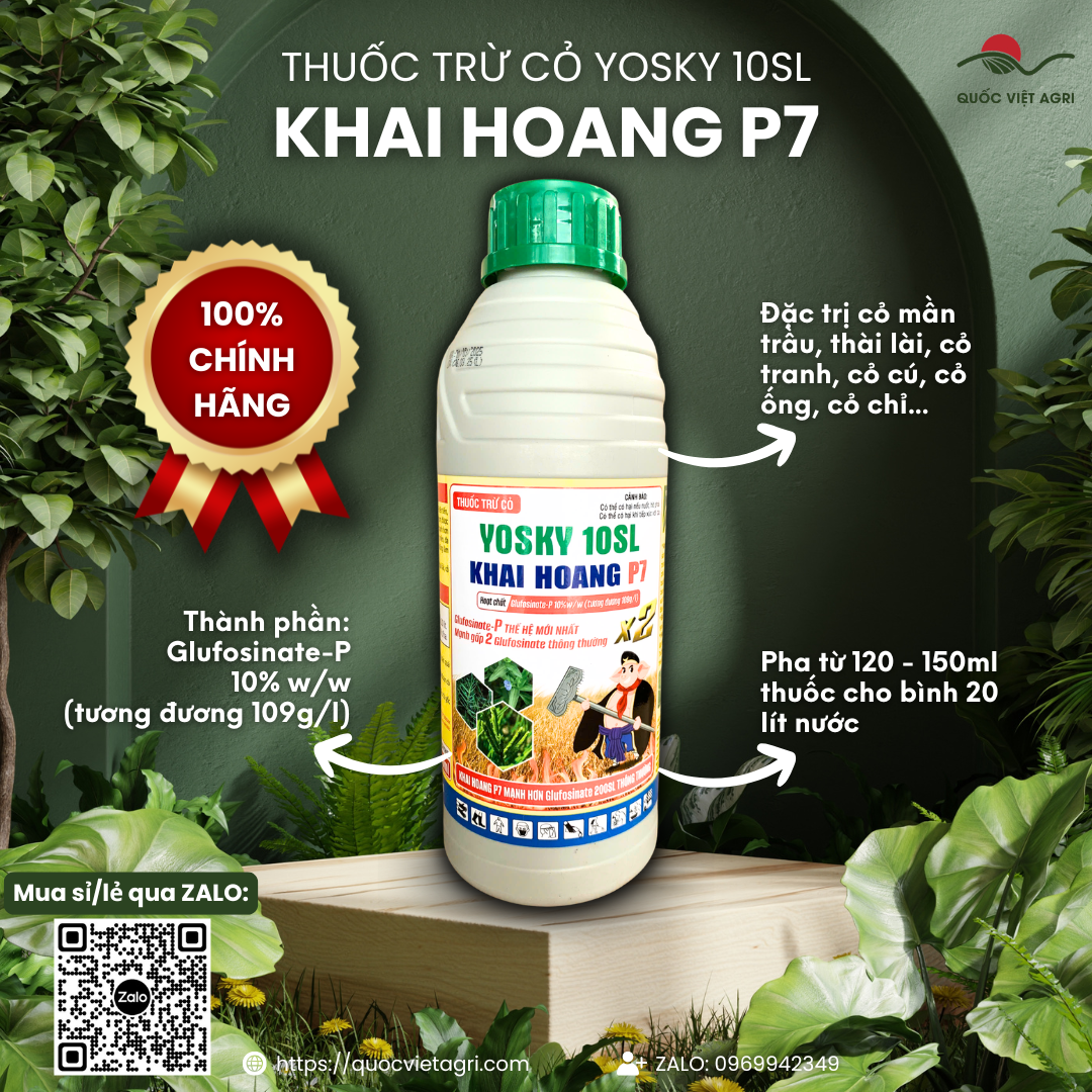 Thuốc trừ cỏ Khai Hoang P7 10SL chai 800ml – Glufosinate-P 10%