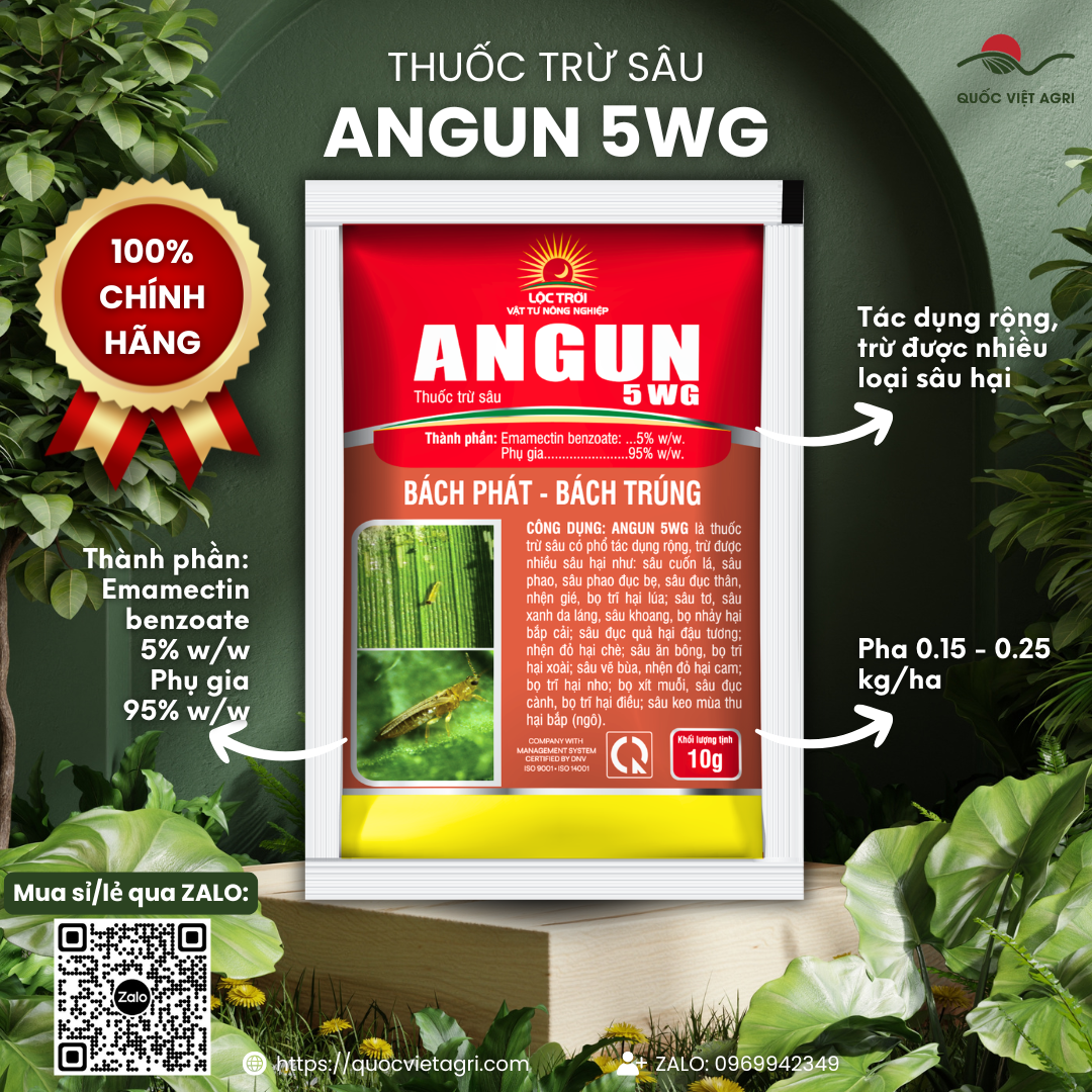 Thuốc trừ sâu Angun 5WG gói 10g – Emamectin benzoate 5%, Tập đoàn Lộc Trời