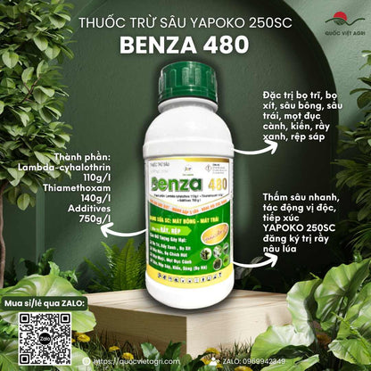 Mặt trước chai thuốc trừ sâu Yapoko 250SC 450ml, chuyên dùng để đặc trị rầy, rệp, bọ trĩ, sản phẩm chính hãng của Quốc Việt Agri.

