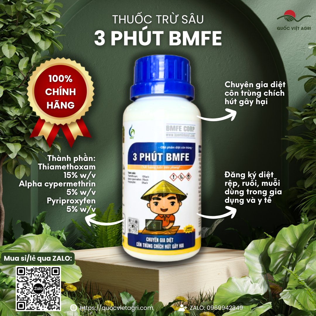 Chai thuốc diệt côn trùng đa năng 3 PHÚT BMFE dung tích 240ml.