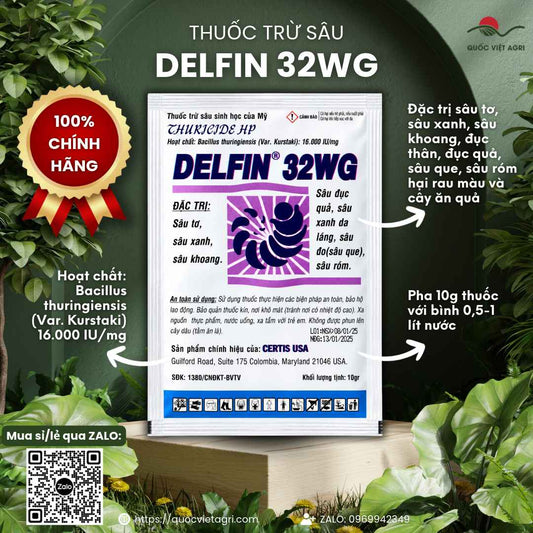 Thuốc Trừ Sâu Sinh Học Delfin 32WG (10g) - Đặc Trị Sâu Tơ, Sâu Xanh