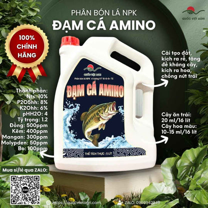 Phân Bón ĐẠM CÁ SIÊU AMINO Vi Sinh (5 Lít) | Cô Đặc, Bung Đọt, Kích Rễ