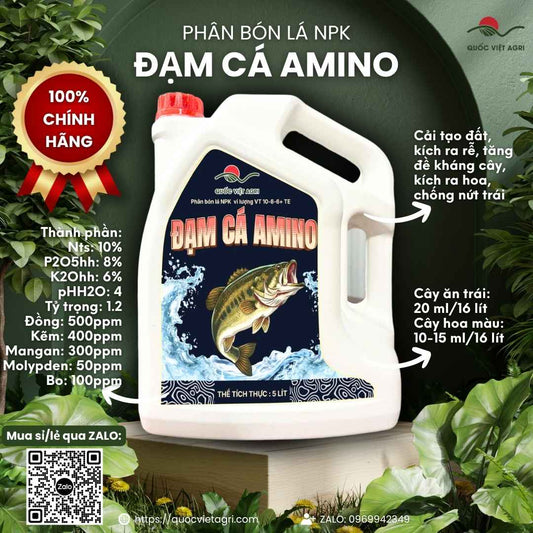 Phân Bón ĐẠM CÁ SIÊU AMINO Vi Sinh (5 Lít) | Cô Đặc, Bung Đọt, Kích Rễ