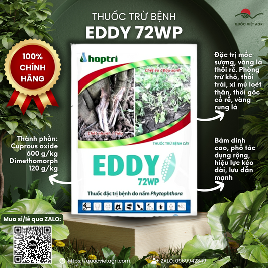  Gói thuốc trừ bệnh Eddy 72WP 500g, với thiết kế bao bì đặc trưng của Hợp Trí.

