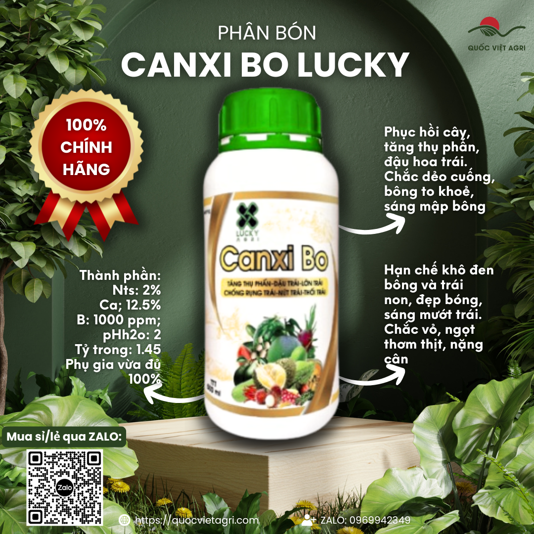 Chai phân bón lá Canxi Bo dung tích 500ml, nhãn mác rõ ràng, chuyên nghiệp.