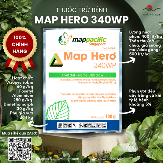 Bao bì MAP HERO 340WP 100g – ghi rõ thành phần và thương hiệu MAP

