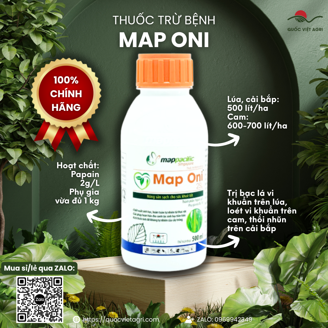  Chai thuốc trừ bệnh sinh học Map Oni 2SL, dung tích 500ml, nhãn hiệu Map Pacific.