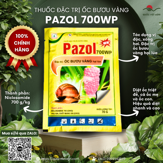 PAZOL 700WP (Gói 70g) – Thuốc Diệt Ốc Bươu Vàng Niclosamide, Hiệu Quả Cao Cho Lúa - Quốc Việt Agri