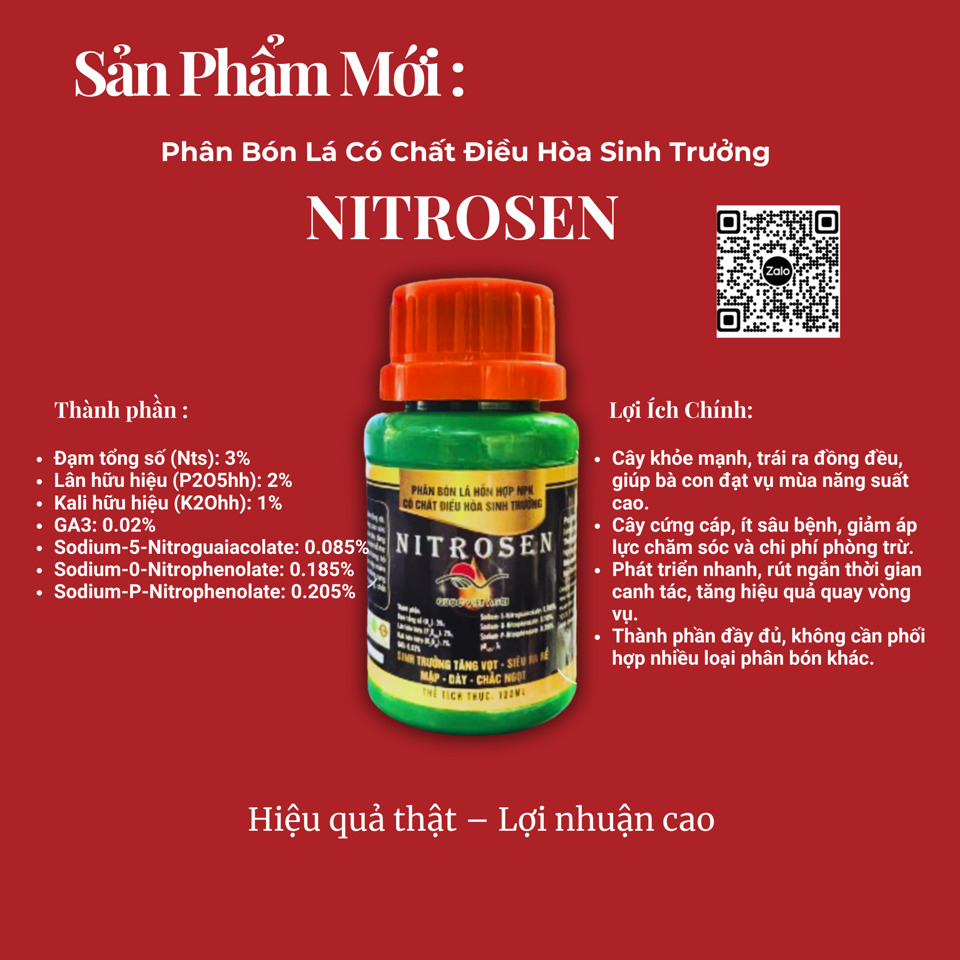 Phân bón lá Nitrosen NPK chất điều hòa sinh trưởng Quốc Việt Agri