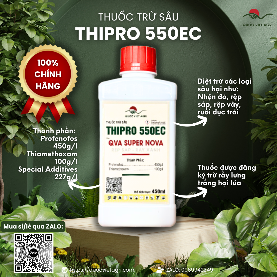 Chai thuốc trừ sâu THIPRO 550EC SUPER NOVA 450ml, chuyên đặc trị rệp sáp, rầy xanh và rầy nâu.