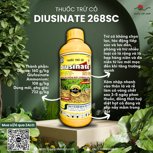 Chai thuốc trừ cỏ tác động kép Diusinate 268SC dung tích 1 Lít.