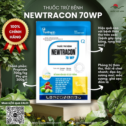 Bao bì NEWTRACON 70WP 500g – hiển thị rõ tên sản phẩm và hoạt chất Propineb
