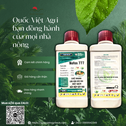 Hình ảnh hai mặt (trước và sau) của chai thuốc trừ sâu THIPRO 550EC (NOFOS 777) 450ml, đầy đủ nhãn mác.