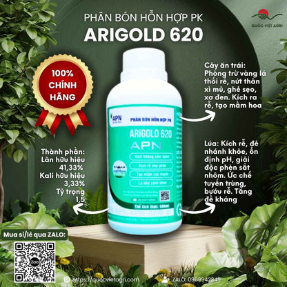 Phân Bón ARIGOLD 620 (500ml) – Ngừa Vàng Lá, Thối Rễ, Sủi Bọt Diệt Khuẩn – An Phát Nông