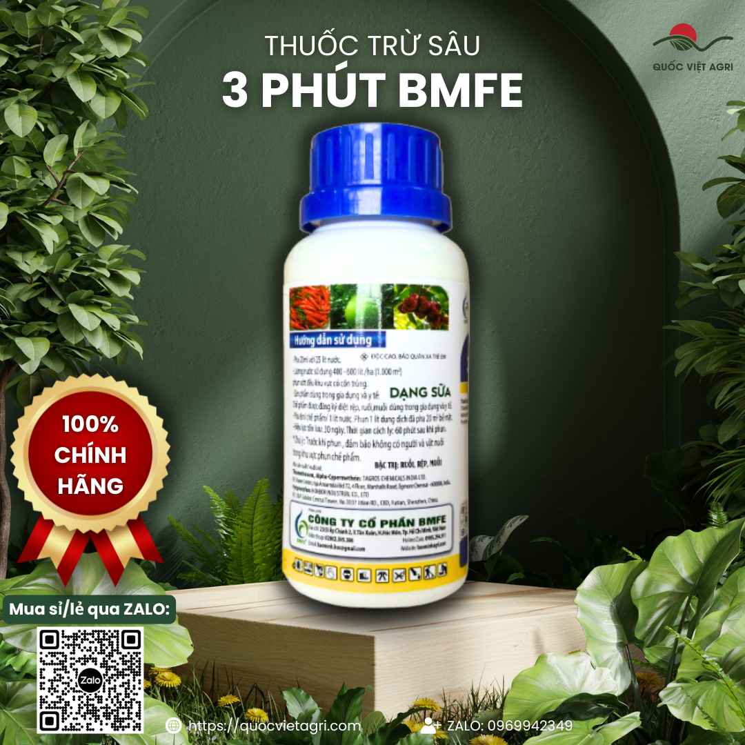 Thuốc Diệt Côn Trùng 3 PHÚT BMFE (Chai 240ml) - Diệt Ruồi, Muỗi, Rệp, Sâu Rầy - Quốc Việt Agri