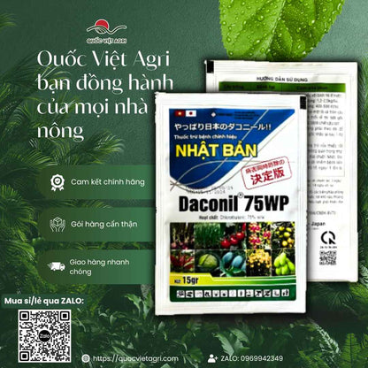 Thuốc Trừ Bệnh DACONIL 75WP (Gói 15g) - Trị Phấn Trắng, Thán Thư, Sương Mai - Quốc Việt Agri