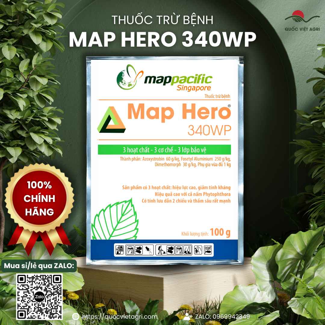 Thuốc Trừ Bệnh MAP HERO 340WP (100g) – Trừ Mốc Sương, Thối Thân, Thán Thư