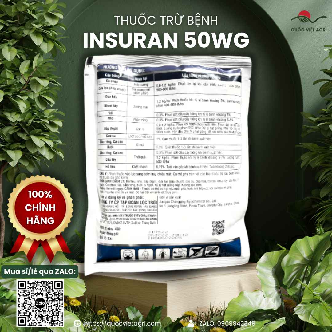 Thuốc Trừ Bệnh INSURAN 50WG (100g) | Dimethomorph | Đặc Trị Sương Mai, Xì Mủ | Lộc Trời