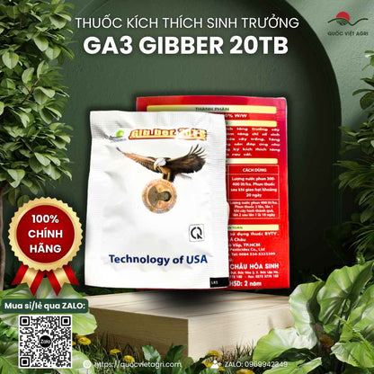 Thuốc Điều Hòa Sinh Trưởng GA3 GIBBER 20TB (Viên Sủi 10g) – Kéo Bông, Lớn Trái – Quốc Việt Agri