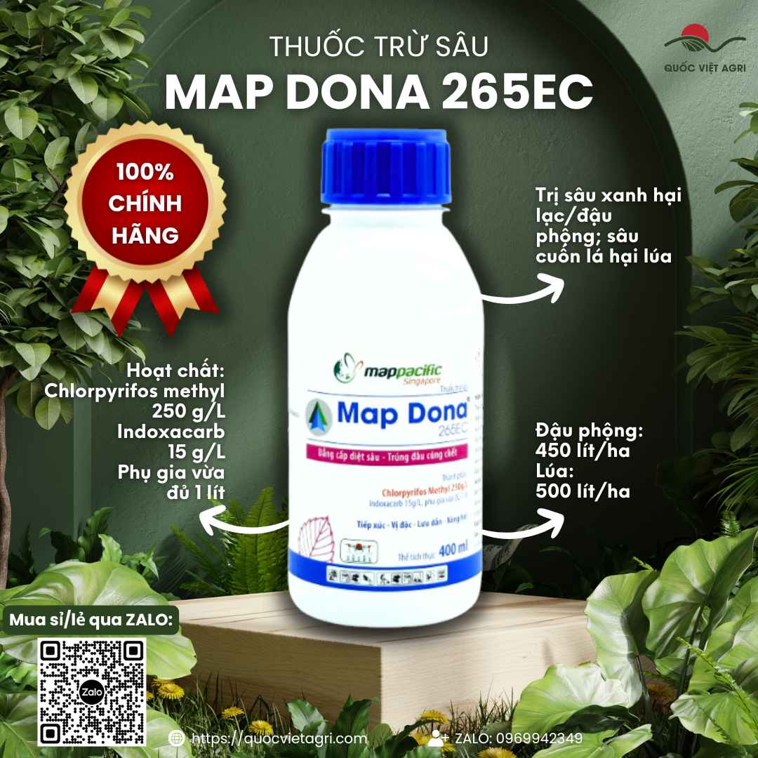 Thuốc Trừ Sâu MAP DONA 265EC (Chai 250ml) - Đặc Trị Sâu Cuốn Lá, Sâu Xanh Kháng Thuốc