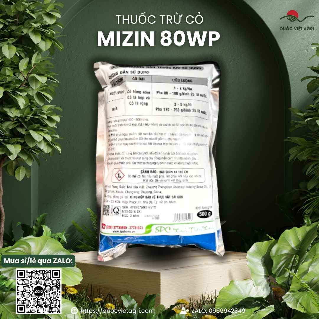 Thuốc Trừ Cỏ MIZIN 80WP (500g) – Thuốc Cỏ Mầm Cho Bắp, Mía – Diệt Cỏ Lá Rộng, Lá Hẹp