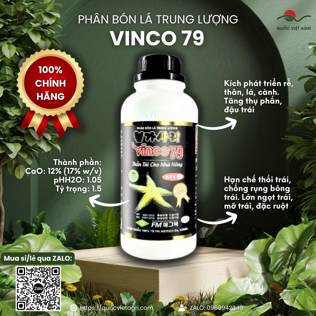 Chai phân bón hữu cơ chiết xuất từ sao biển VINCO 79, dung tích 1 Lít, thiết kế chuyên nghiệp.
