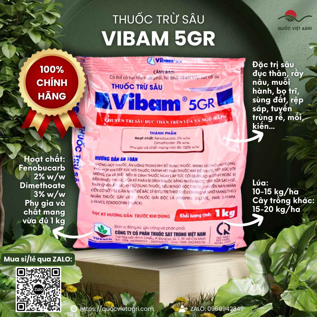 Vibam 5GR 1kg chứa Fenobucarb 2% và Dimethoate 3% – hình ảnh sản phẩm
