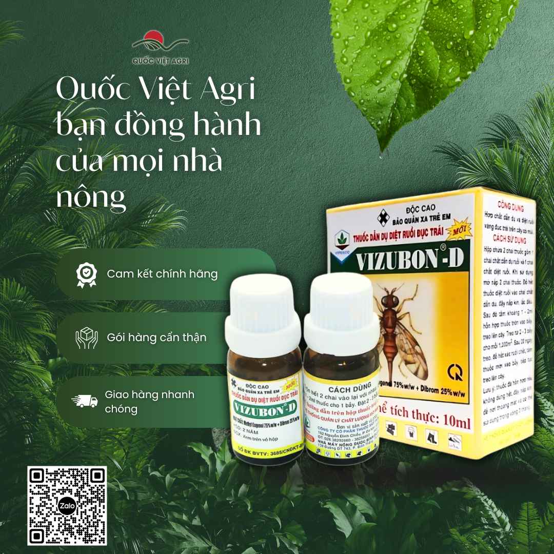 Thuốc dẫn dụ diệt ruồi đục trái VIZUBON-D hộp 10ml – Vipesco – phân phối chính hãng bởi Quốc Việt Agri