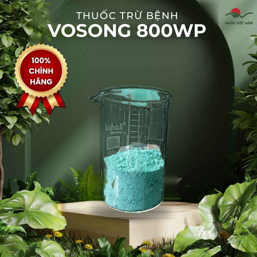 Cốc thủy tinh đựng bột thuốc trừ bệnh VOSONG 800WP Mancozeb Man Xanh.